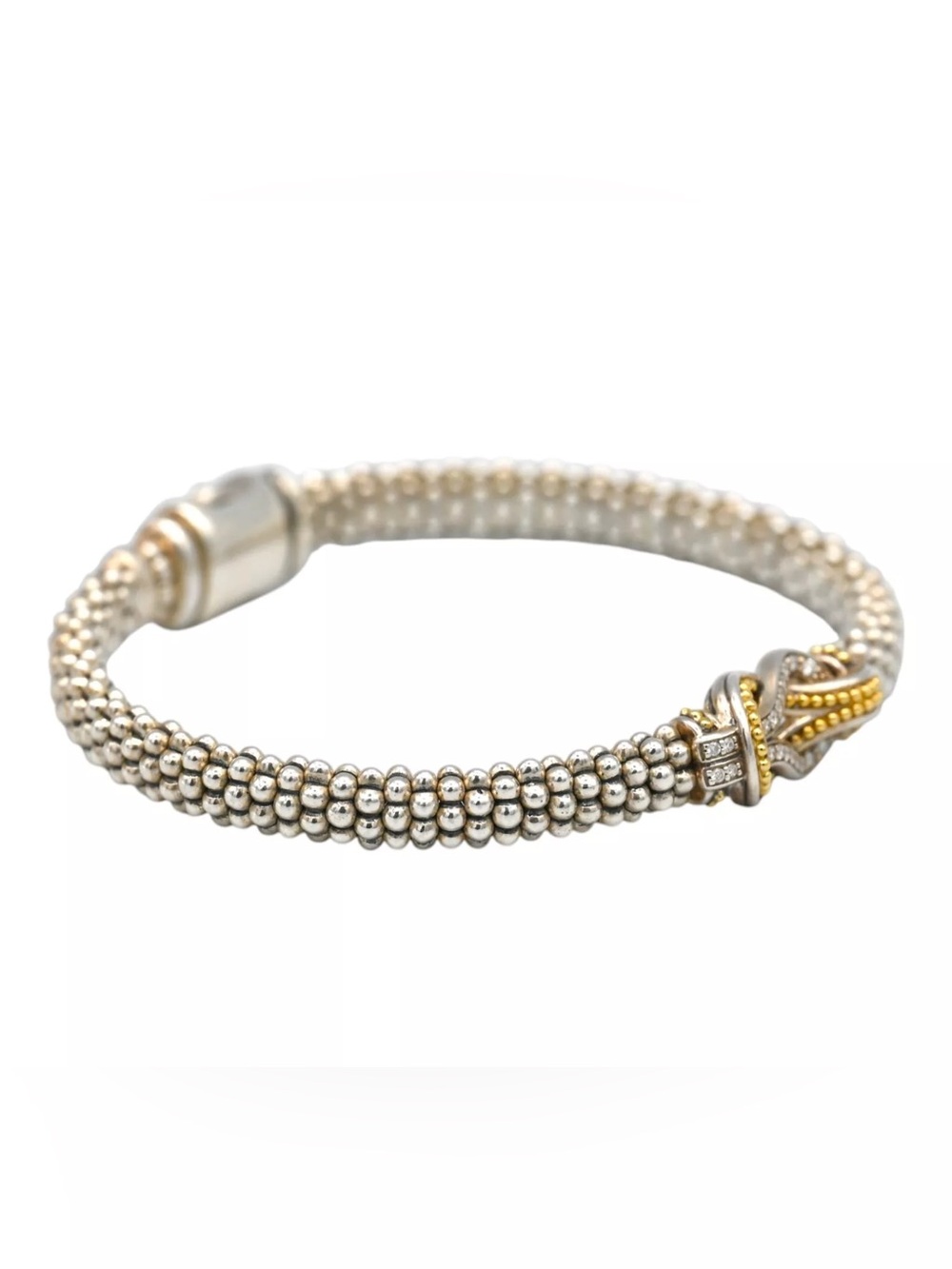 LAGOS Newport Diamond 18K Gold Knot Caviar Bracelet, 6mm, 7 inches - Picture 7 of 12
